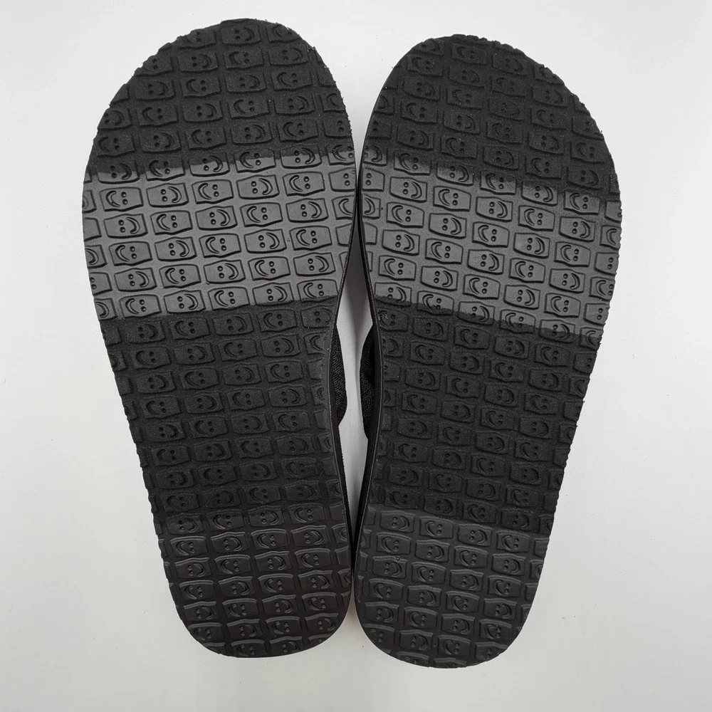 Sanuk Ziggy ST Mesh Flip Flops Mens 12 Black 1127191 Soft Top Sandals **NEW**